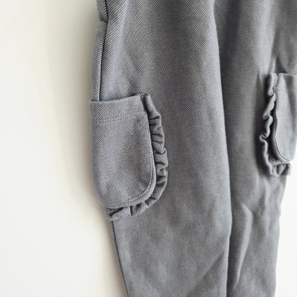Milkbarn Grey Pinstripe Ruffle Cotton Blend Baby Overall 12-18 Months